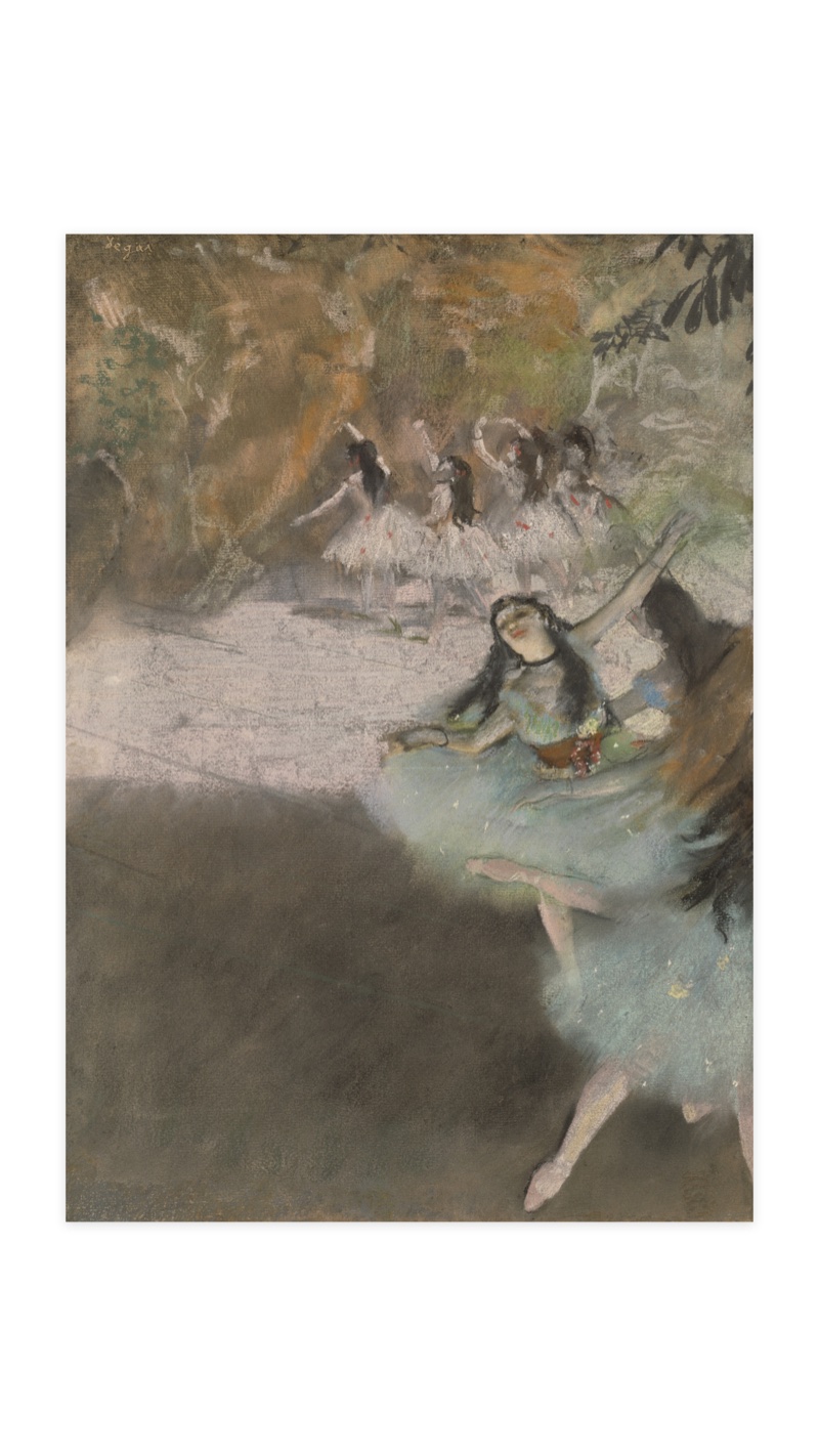 Portrait monitor with painting on mat